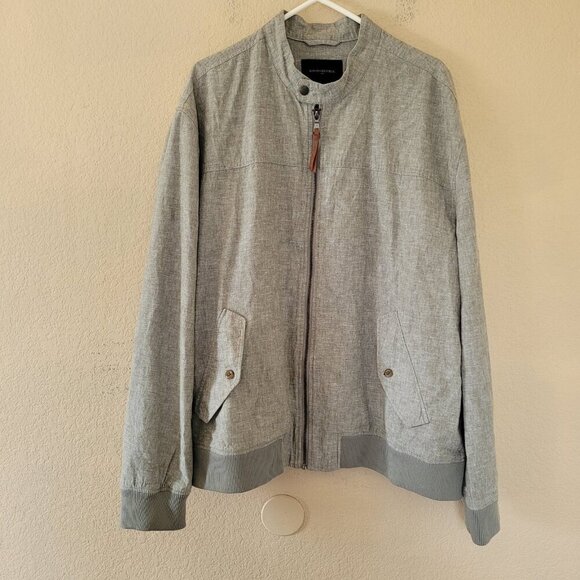 Mens Banana Republic Linen Blend Bomber Jacket Size Xxl Lighweight Zip Pockets - Picture 1 of 9